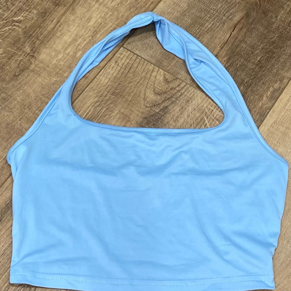 SHEIN Light Blue Casual crop halter Top size S